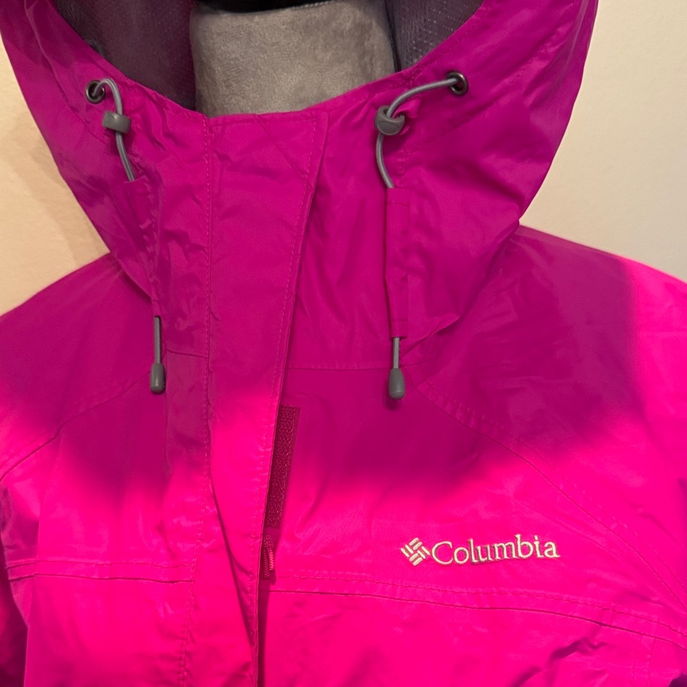 Columbia Women's Omni tech Bright Pink wind or rain Jacket EUC L - Picture 2 of 15